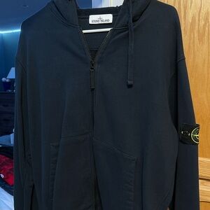 Stone Island Navy Zip Up Hoodie